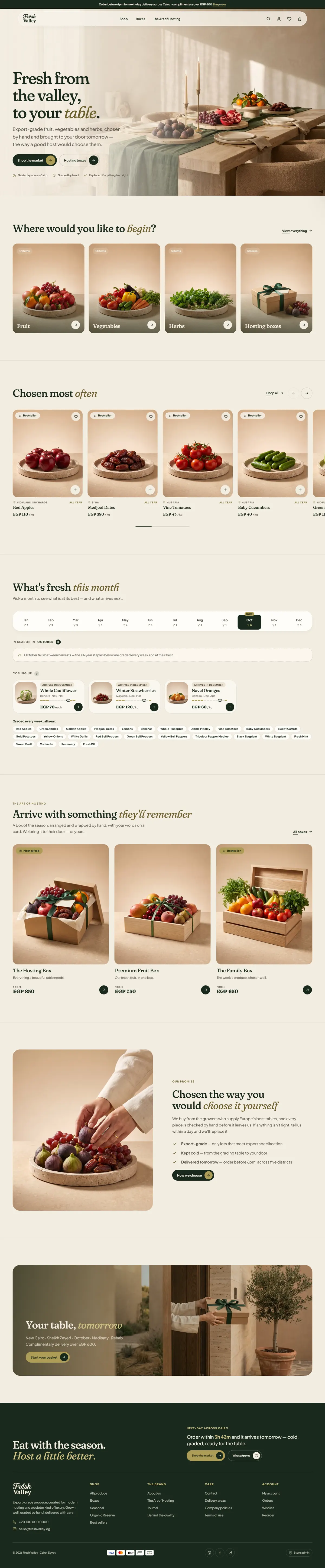 Fresh Valley website redesign, desktop